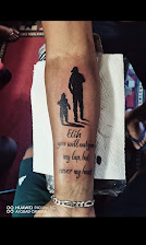 Black and grey father and son memorial forearm tattoo